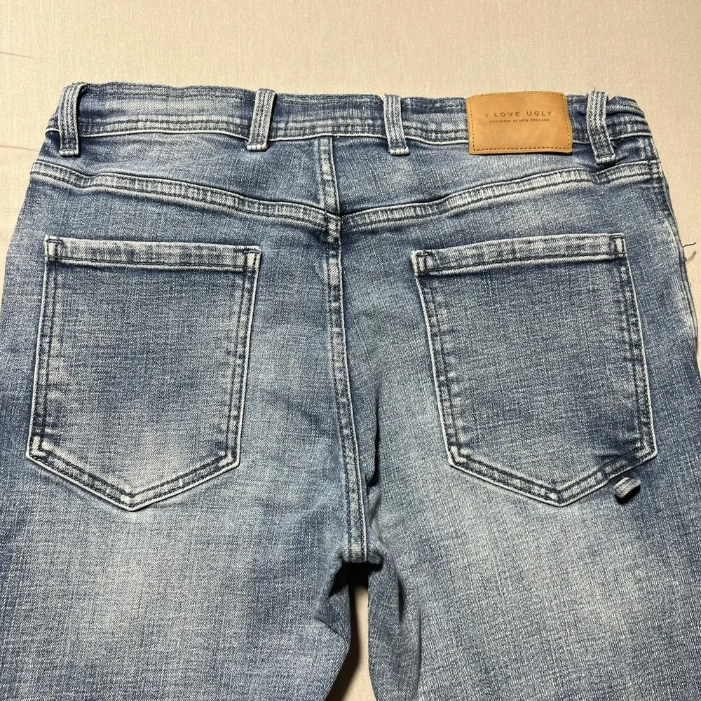 I Love Ugly Zespy‎ Jeans Mens Medium Tapered Slim Fit Ankle Zip Streetwear Pants